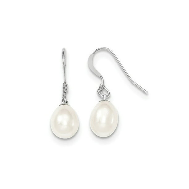 Natural Freshwater 9mm Pearl 4 color choices Dangling Drop Silver 925 Earrings 